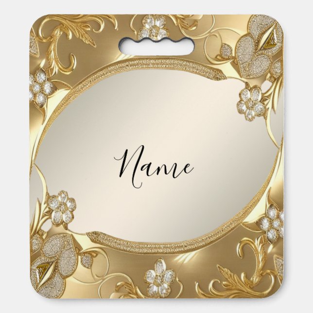 Gold Ornate Floral Stadium Seat Cushion (Front Vertical)