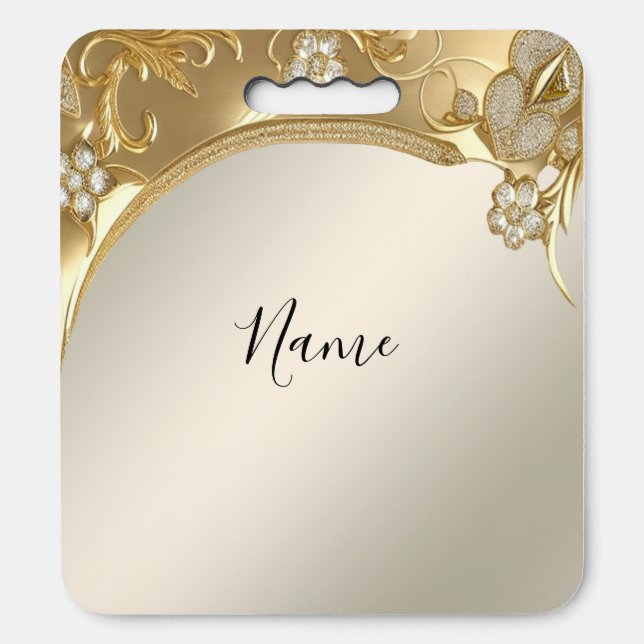 Gold Ornate Floral Stadium Seat Cushion (Front Vertical)