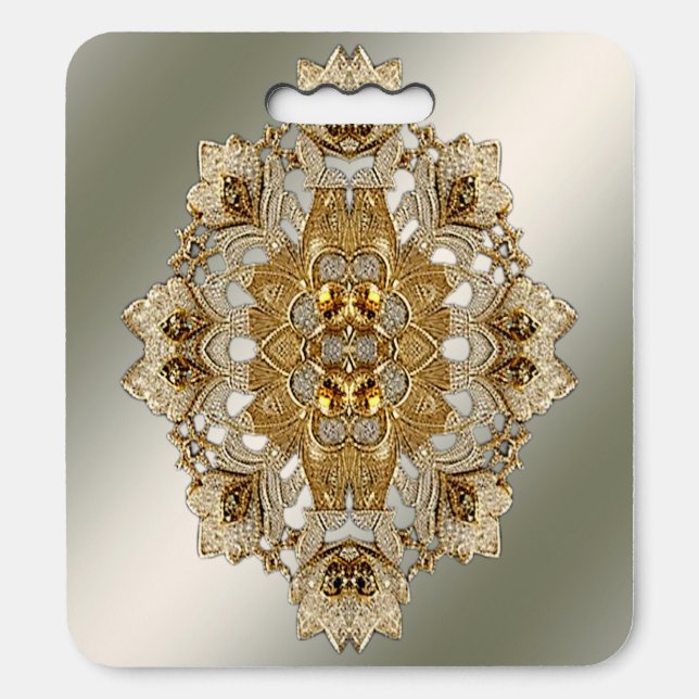 Gold Ornate Floral Stadium Seat Cushion (Front Vertical)