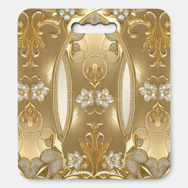 Gold Ornate Floral Stadium Seat Cushion (Front Vertical)