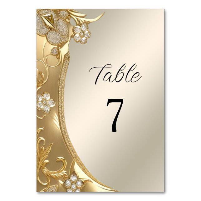 Gold Ornate Floral Table Number (Front)
