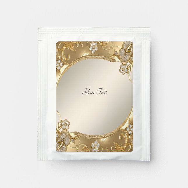 Gold Ornate Floral Tea Bag Drink Mix (Front)