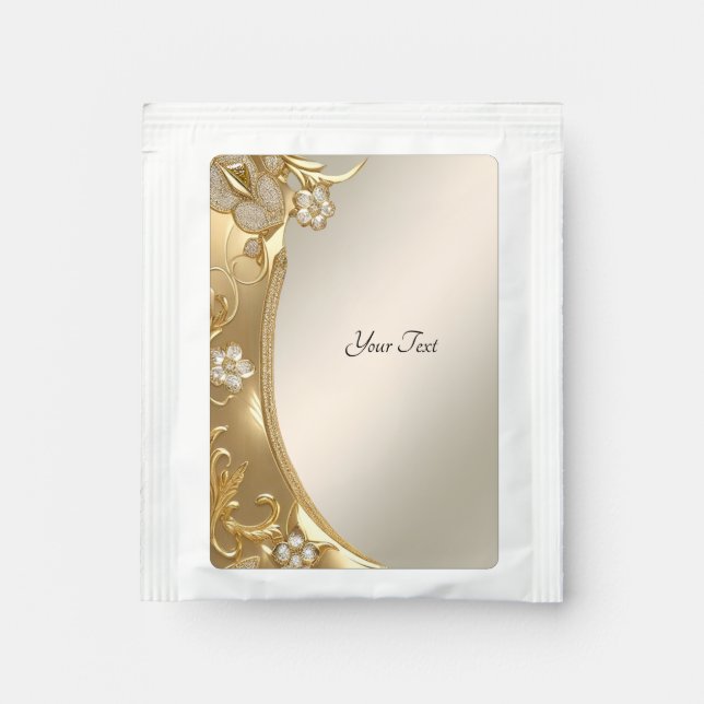 Gold Ornate Floral Tea Bag Drink Mix (Front)