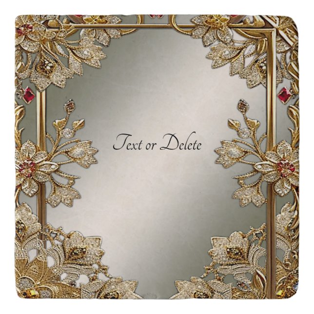 Gold Ornate Floral Trivet (Front)