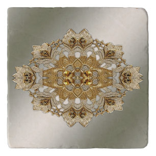 Gold Ornate Floral Trivet
