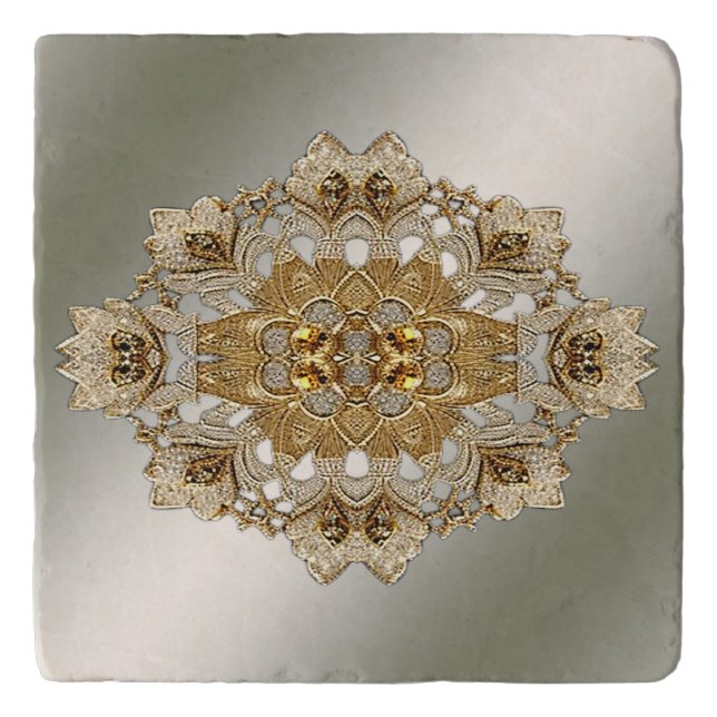 Gold Ornate Floral Trivet (Front)
