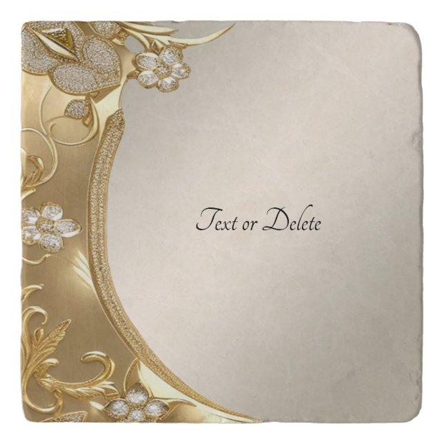 Gold Ornate Floral Trivet (Front)