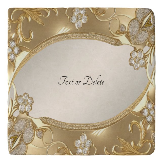 Gold Ornate Floral Trivet (Front)