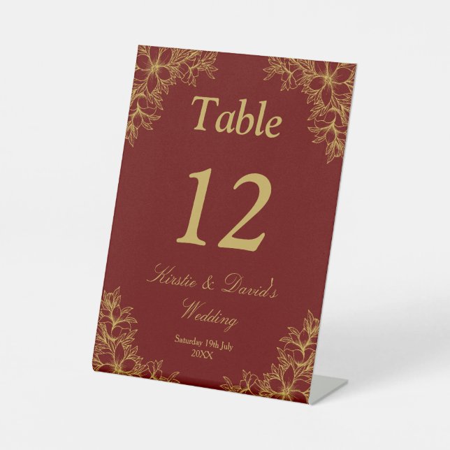 Gold Ornate Floral Wedding Pedestal Sign (Front)