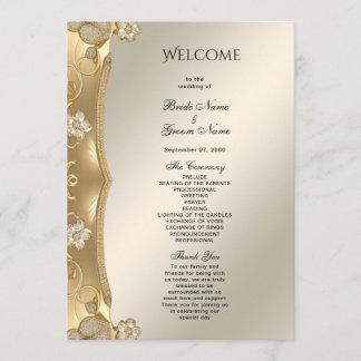 Gold Ornate Floral Wedding Program