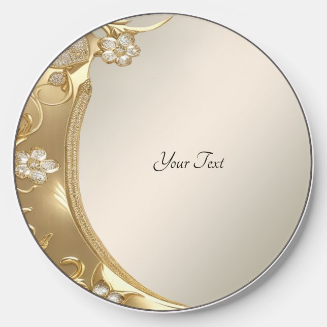 Gold Ornate Floral Wireless Charger (Front)
