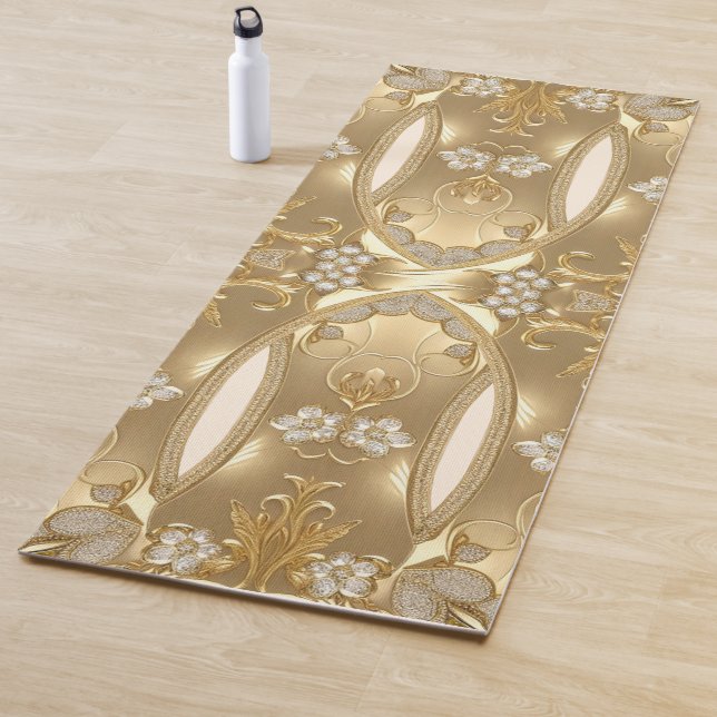 Gold Ornate Floral Yoga Mat (In Situ)