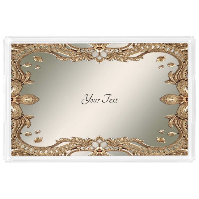 Gold Ornate Frame Acrylic Vanity Tray (Front)