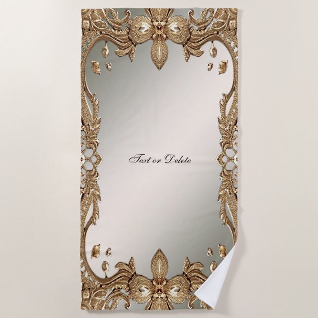 Gold Ornate Frame Beach Towel (Front)