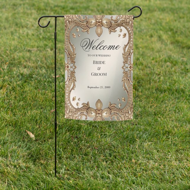 Gold Ornate Frame Garden Flag (In SItu)
