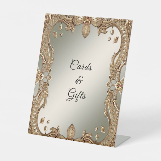 Gold Ornate Frame Tabletop Signs (Front)