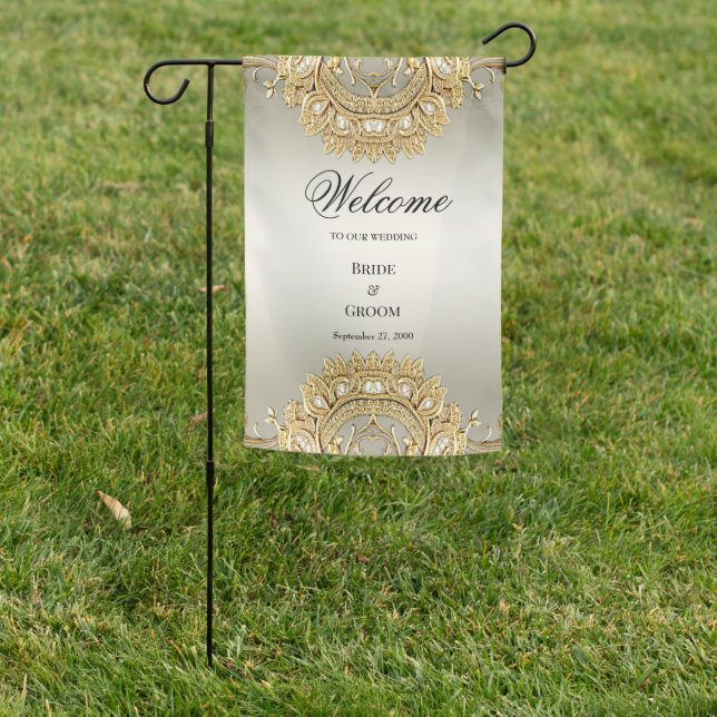 Gold Ornate Garden Flag (In SItu)