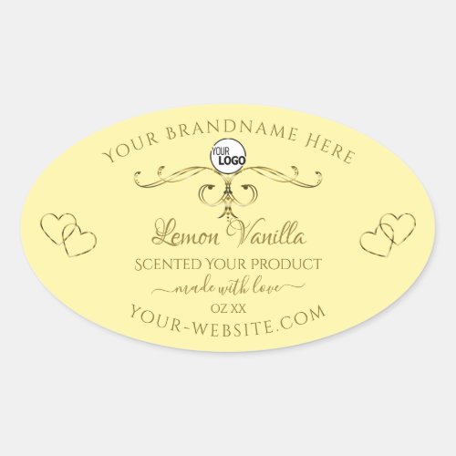 Gold Ornate Hearts Cream Product Labels with Logo