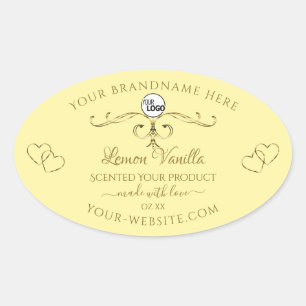 Gold Ornate Hearts Cream Product Labels with Logo