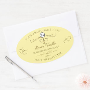 Gold Ornate Hearts Cream Product Labels with Logo