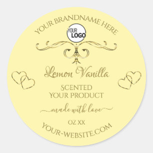 Gold Ornate Hearts Cream Product Labels with Logo