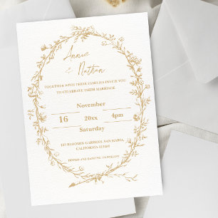 Gold Ornate Intricate Frame Wedding Invitation