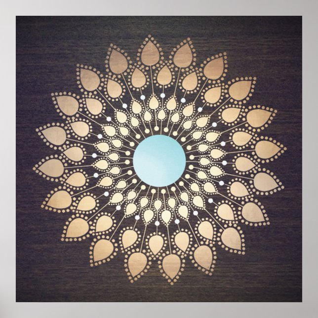 Gold Ornate Lotus Mandala Art Poster (Front)