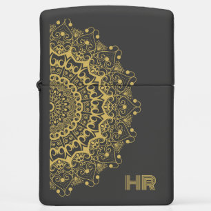 Gold ornate mandal design zippo lighter