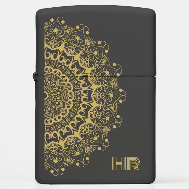Gold ornate mandal design zippo lighter (Front)