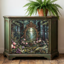 Gold Ornate Mirror Mystical Forest Portal