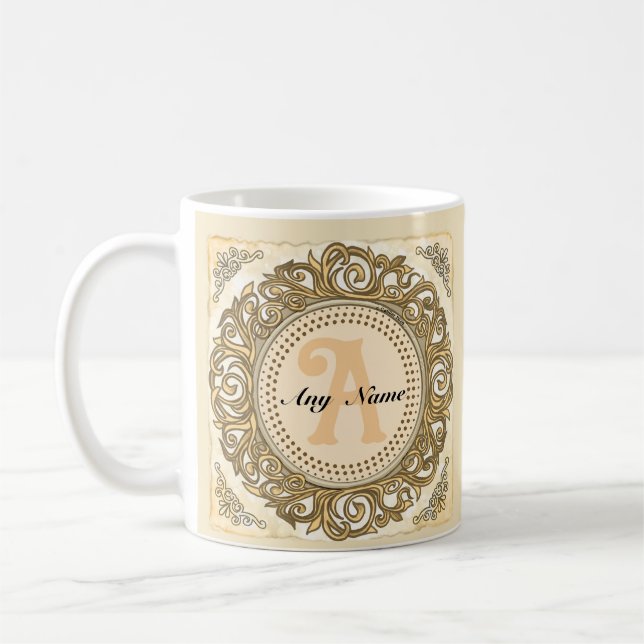 Gold Ornate Monogram mug (Left)