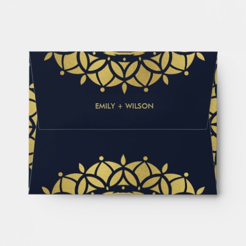 GOLD ORNATE NAVY FUTURE MR  MRS RSVP ADDRESS ENVELOPE