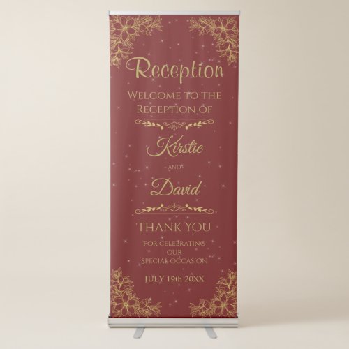 Gold Ornate Reception Welcome Retractable Banner