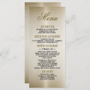 Gold Ornate Rectangle Dimond Flowers Shiny Elegant Menu