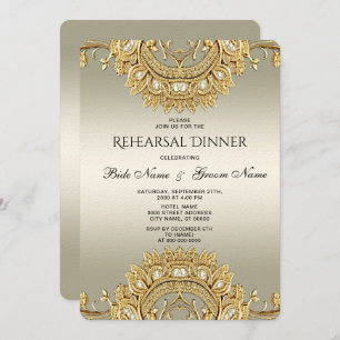 Gold Ornate Rehearsal Dinner Invitation
