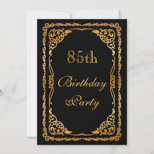 Gold Ornate Swirls 85th Birthday Invitation