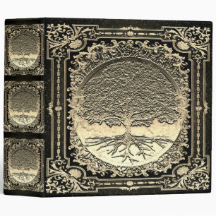 Gold Ornate Tree of Life Ancient Rustic 3 Ring Binder