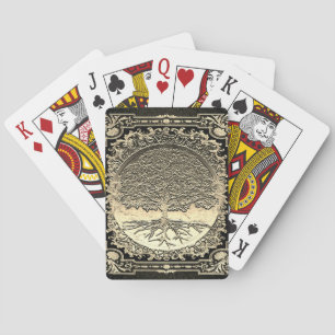 Gold  Ornate Tree of Life Ancient Rustic Poker Cards