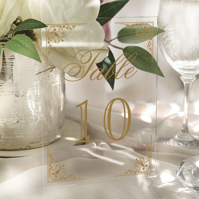 Gold Ornate Wedding Acrylic Table Number (Creator Uploaded)