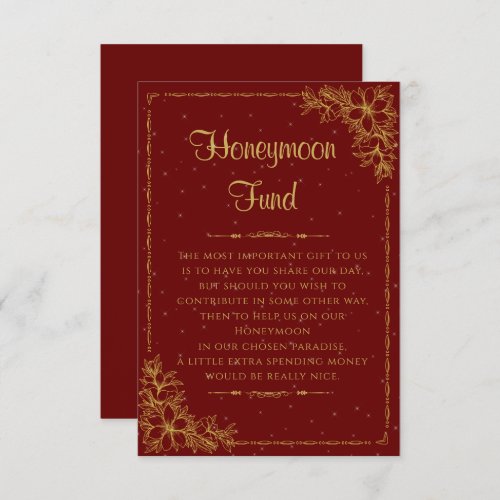 Gold Ornate Wedding Honeymoon Fund Enclosure Card