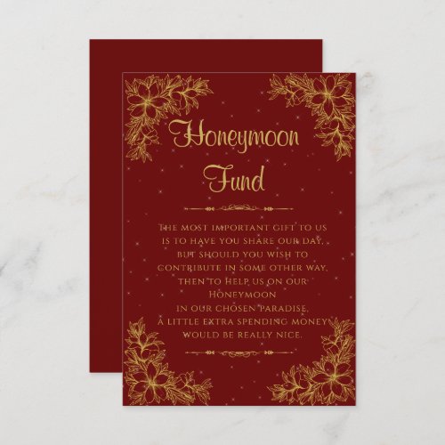 Gold Ornate Wedding Honeymoon Fund Enclosure Card