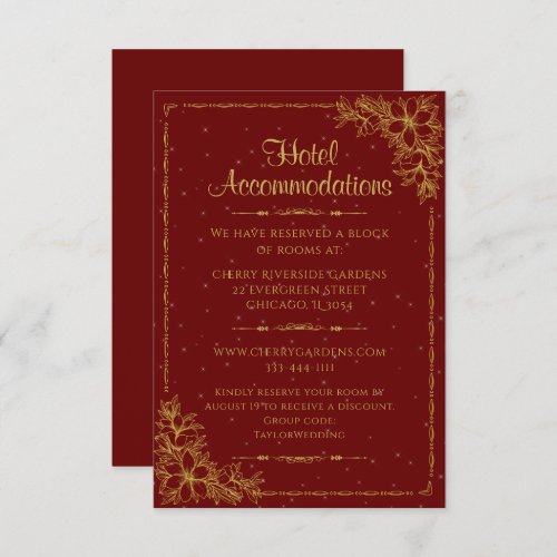 Gold Ornate Wedding Hotel Accommodation Enclosure Card