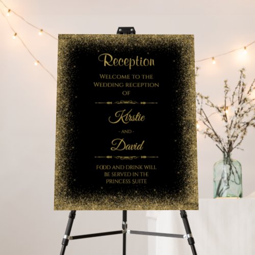Gold Ornate Wedding Reception Welcome Foam Board