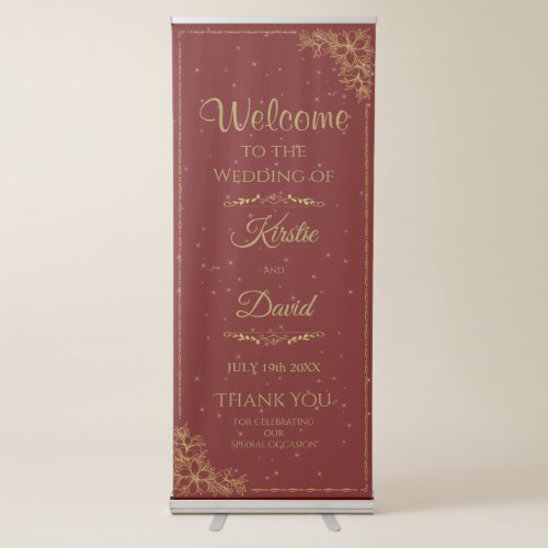 Gold Ornate Wedding Welcome Retractable Banner