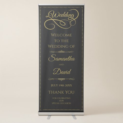 Gold Ornate Wedding Welcome Retractable Banner