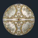 Gold Ornate White Floral Dartboard<br><div class="desc">Beautiful Gold Ornate White Floral Dartboard</div>