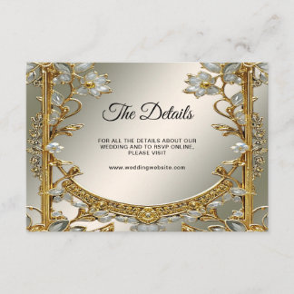 Gold Ornate White Floral Detail Enclosure Card