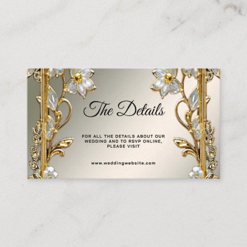 Gold Ornate White Floral Enclosure Card