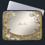 Gold Ornate White Floral Laptop Sleeve<br><div class="desc">Beautiful Gold Ornate White Floral Laptop Sleeve</div>