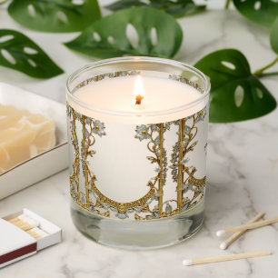 Gold Ornate White Floral Scented Jar Candle